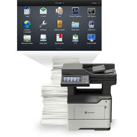 Lexmark MX620 MX622ade Laser Multifunction Printer - Monochrome - Plain Paper Print - Desktop - Copier/Fax/Printer/Scanner - 50 ppm Mono Print - 1200 x 1200 dpi Print - Automatic Duplex Print - 1 x Input Tray 550 Sheet, 1 x Multipurpose Feeder 100 Sheet,