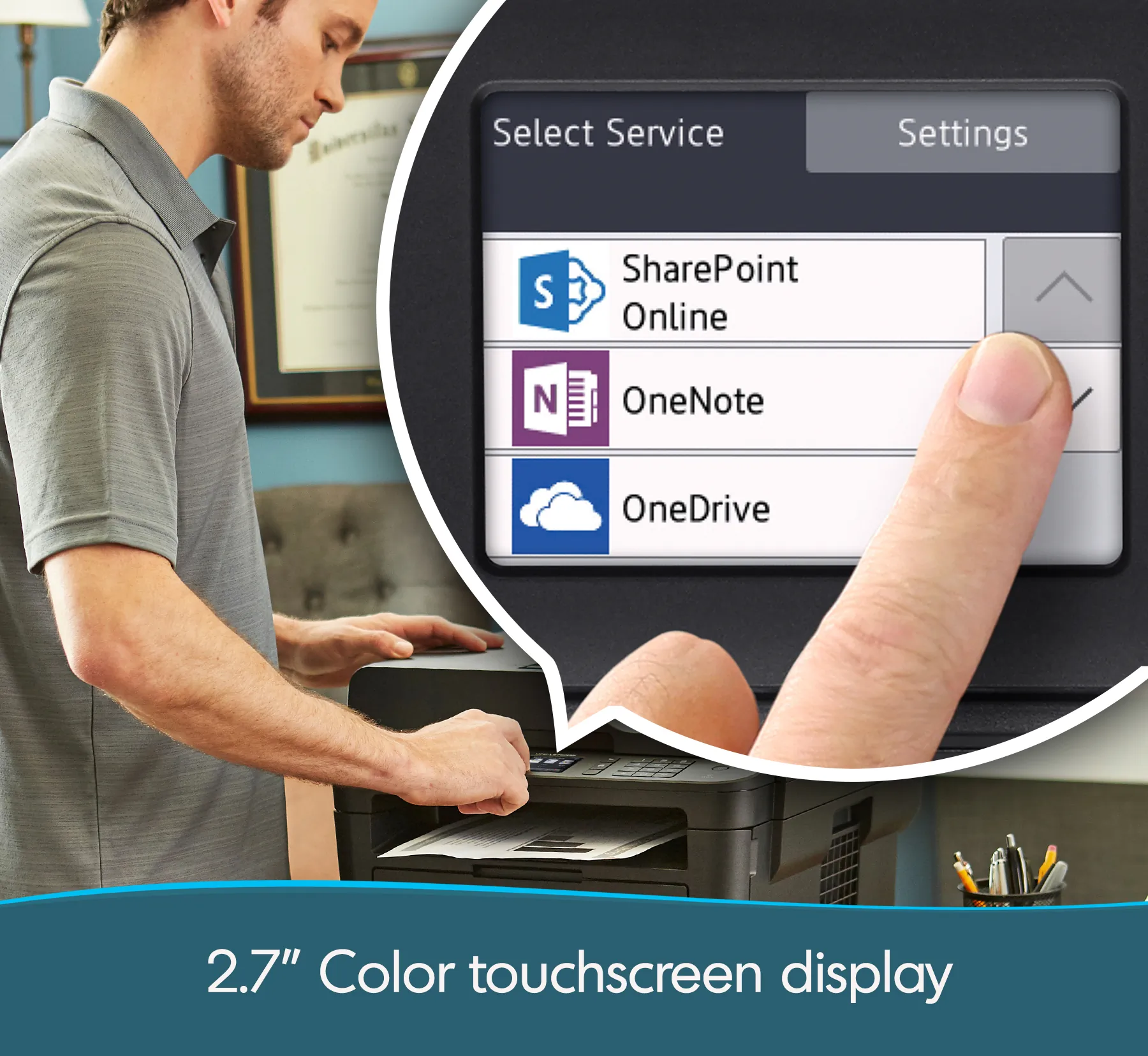 Brother MFC-L2750DW Monochrome Compact Laser All-in-One Printer with 2.7 Color Touchscreen, Single-pass Duplex Copy & Scan, and Wireless & NFC - Copier/Fax/Printer/Scanner - 36 ppm Mono Print - 2400 x 600 dpi Print - Automatic Duplex Print - 1 x Input Tray 250 Sheet, 1 x Automatic Document Feeder 50 Sheet, 1 x Output Bin 100 Sheet, 1 x Output Tray 1 Sheet - 2.7 LCD Touchscreen - 1200 dpi Optical Scan - 250 sheets Input - Ethernet - Wireless LAN - USB - 2000 Recommended Monthly Print Volum