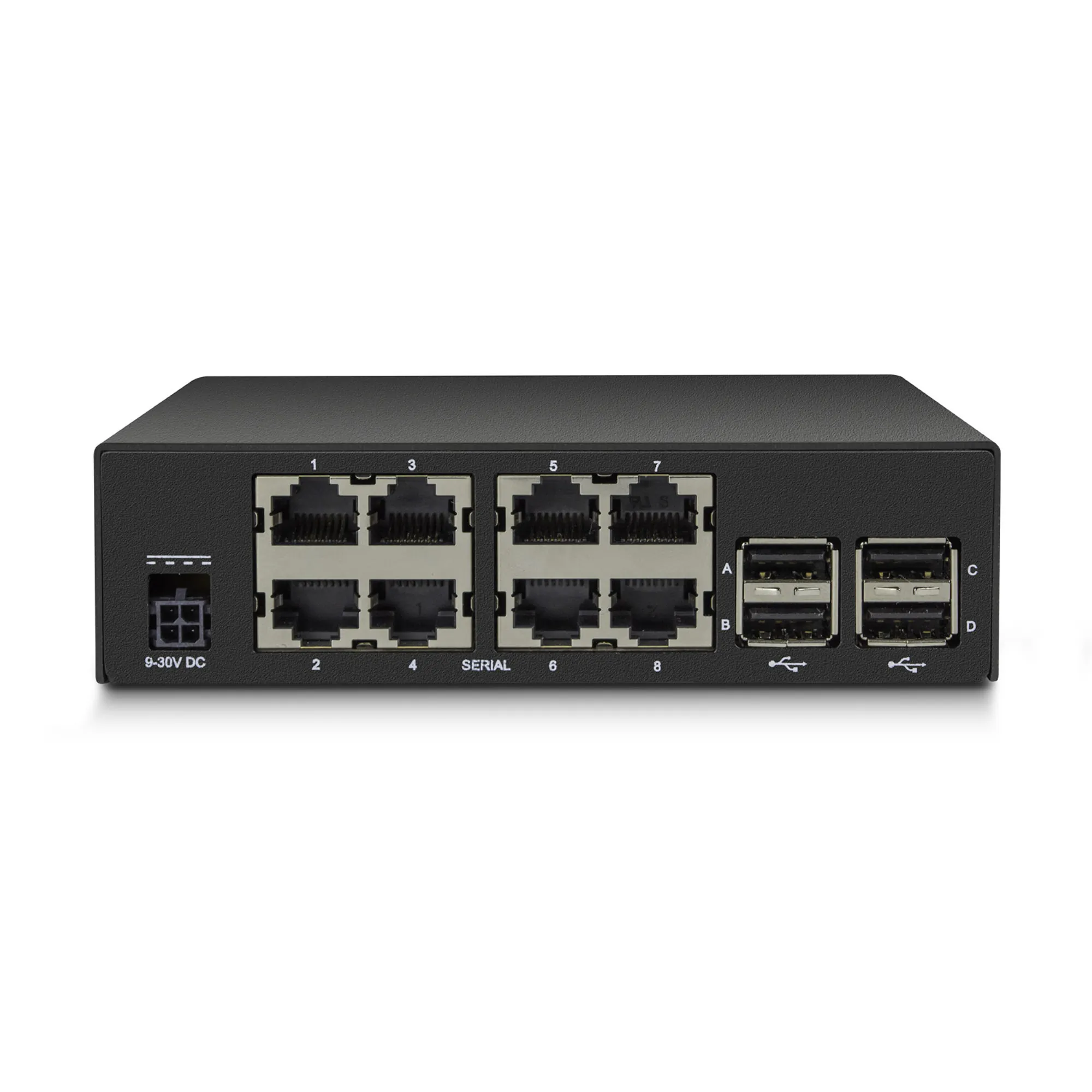 8 SERIAL CISCO STRAIGHT PINOUT, EXT POWER, 2 GBE ETHERNET OR FIBER SFP, 4 USB CO