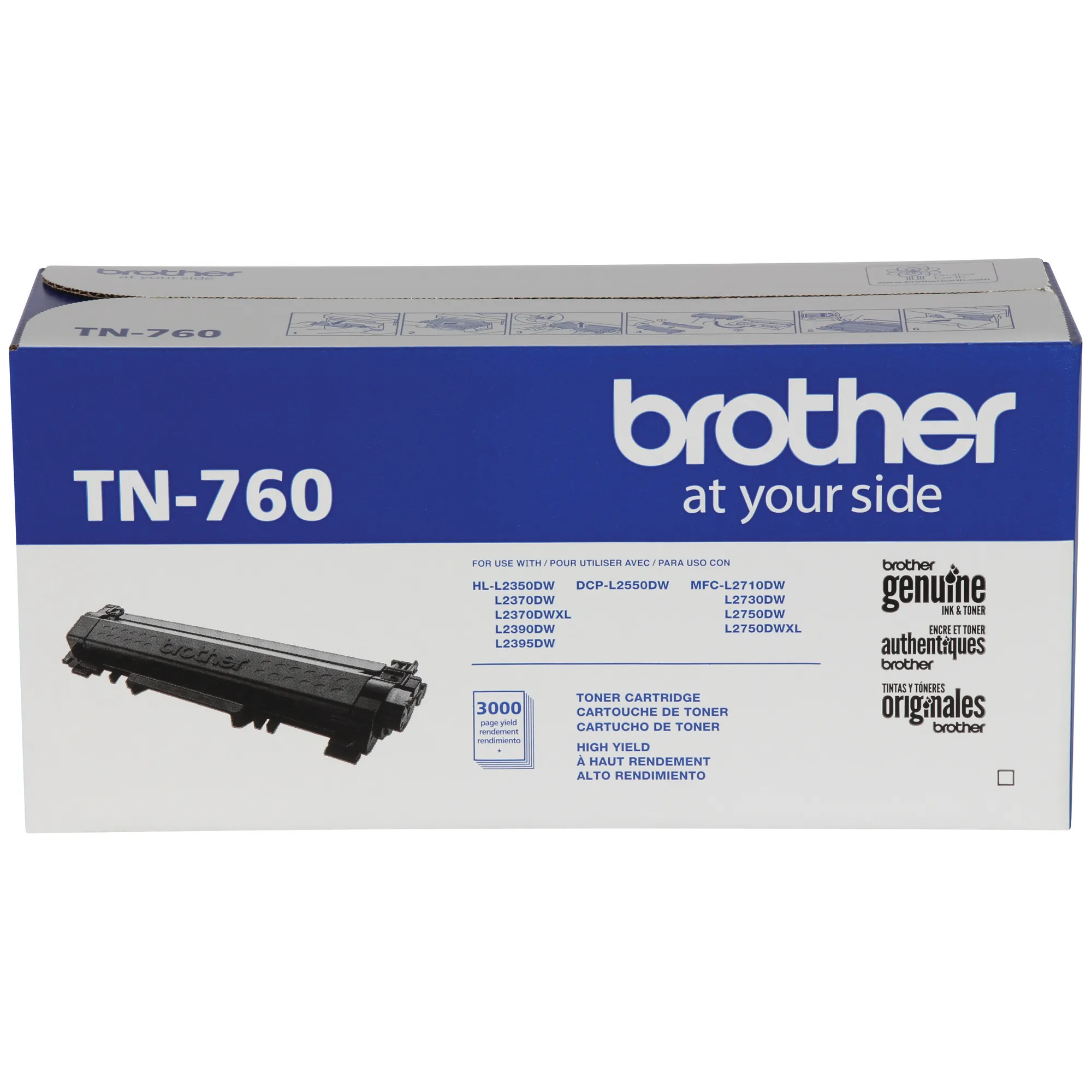 Brother TN-760 High Yield Toner Cartridge - Black - Laser - High Yield - 3000 Pages - 1 Each