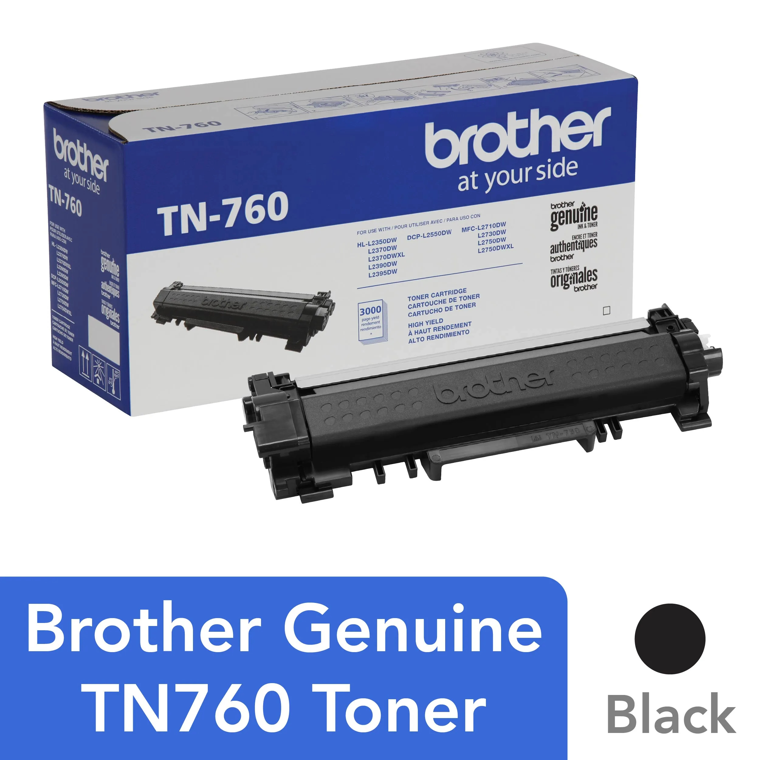 Brother TN-760 High Yield Toner Cartridge - Black - Laser - High Yield - 3000 Pages - 1 Each