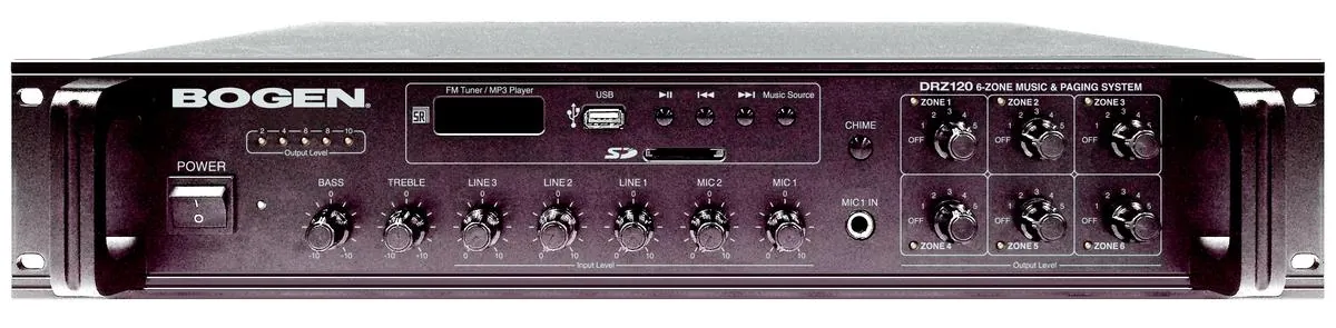 Bogen DRZ120 Communications 6-Zone Music Paging System DRZ120 (No Remote Control)