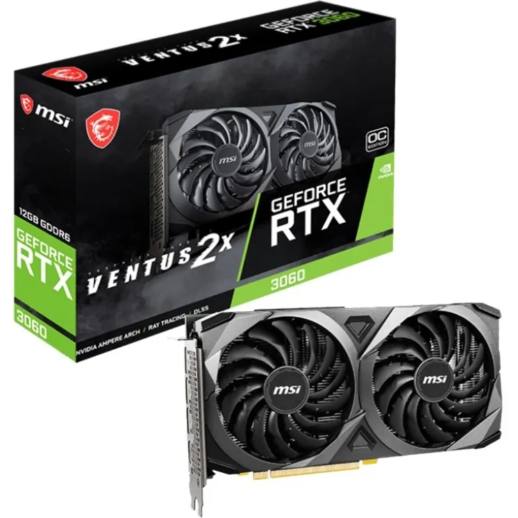 12GB MSI GeForce RTX 3060 Ventus 2x GDRR6 PCI-E GEFORCE-RTX-3060-VENTUS-2X-12G Gaming Graphics Card