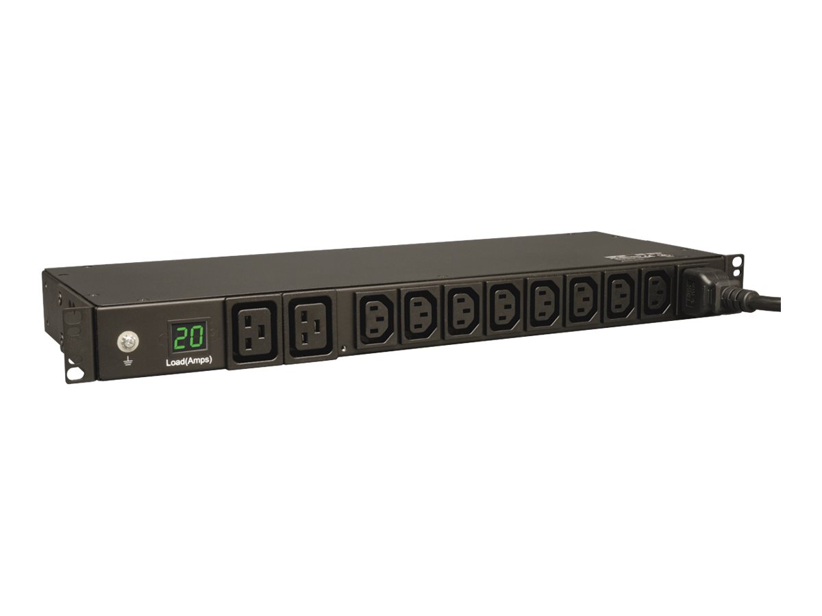 TRIPP LITE, 3.2-3.8KW SINGLE-PHASE METERED PDU, 200-240V (8 C13 & 2 C19), C20 / L6-20P ADAPTER, 12FT CORD, 1U RACK-MOUNT, TAA