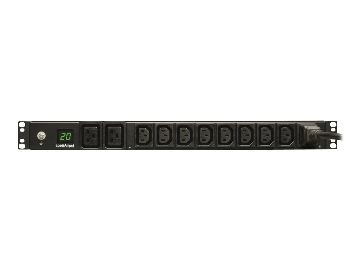 TRIPP LITE, 3.2-3.8KW SINGLE-PHASE METERED PDU, 200-240V (8 C13 & 2 C19), C20 / L6-20P ADAPTER, 12FT CORD, 1U RACK-MOUNT, TAA