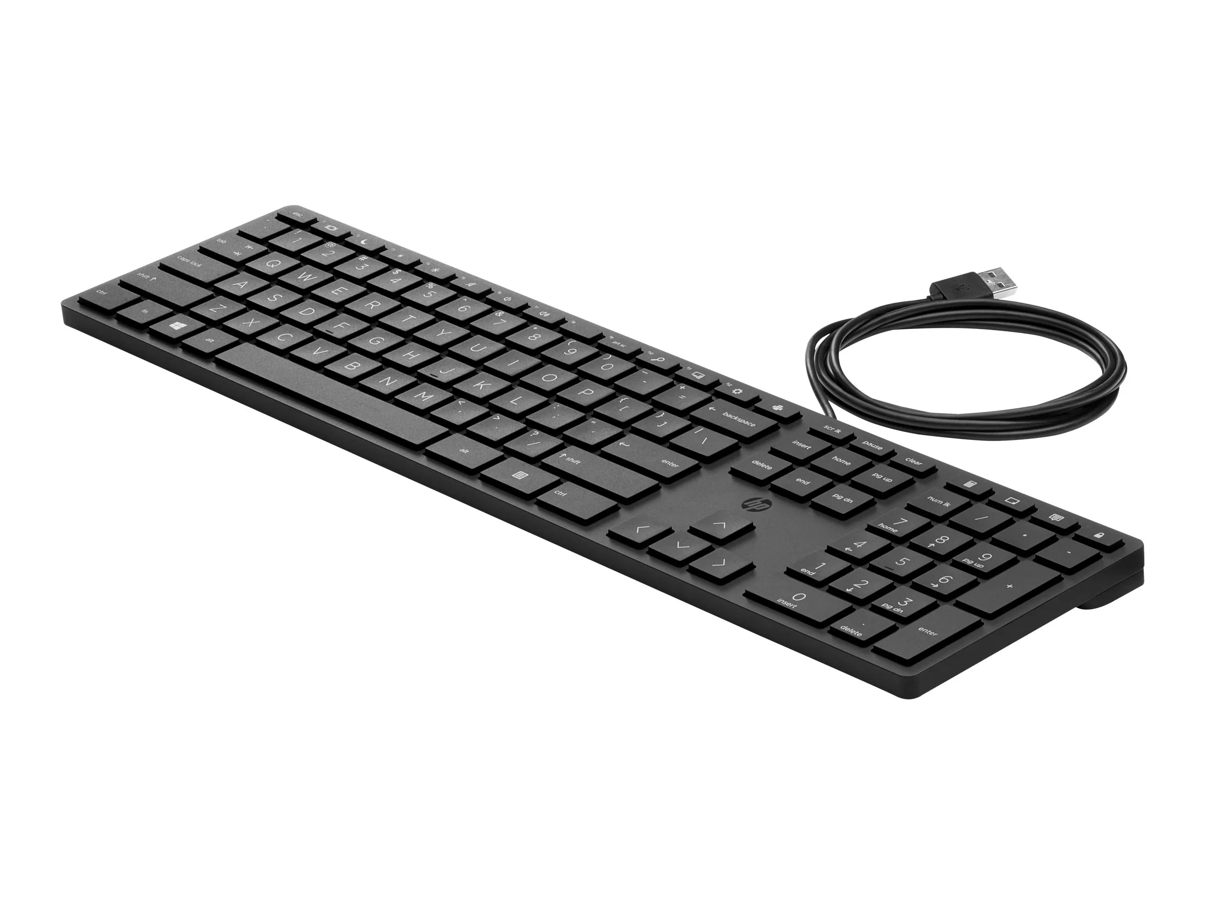 HP Wired Desktop 320K Keyboard - Cable Connectivity - USB Interface - English (US) - Chromebook, Thin Client, Mobile Workstation, Notebook, Desktop Computer - Windows - Plunger Keyswitch