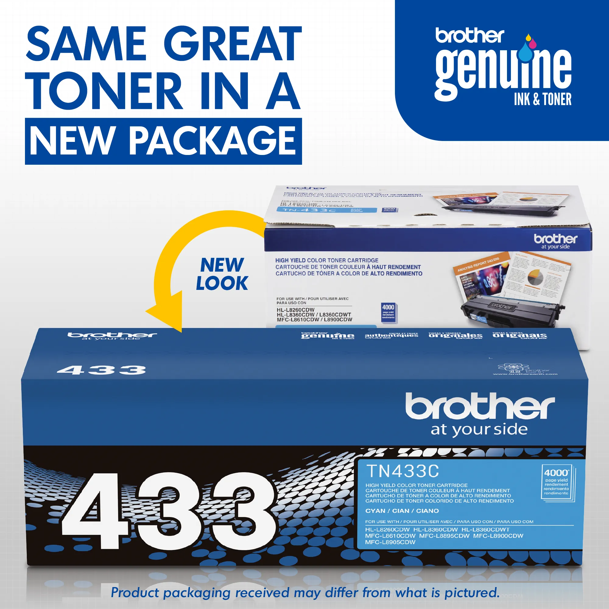 Brother TN433C High Yield Laser Toner Cartridge - Cyan - 1 Each - 4000 Pages