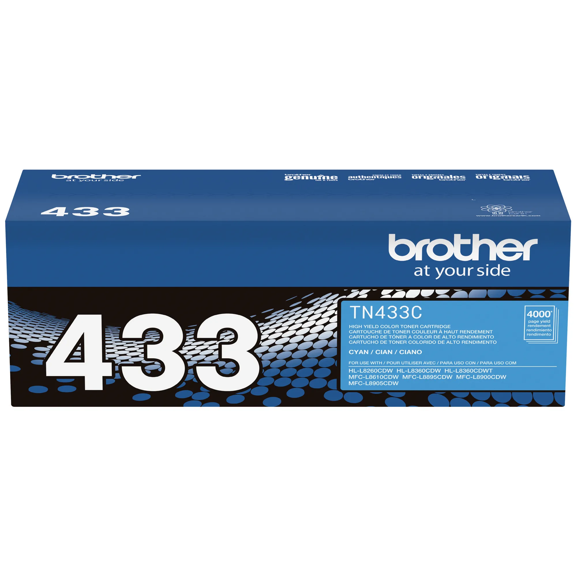 Brother TN433C High Yield Laser Toner Cartridge - Cyan - 1 Each - 4000 Pages