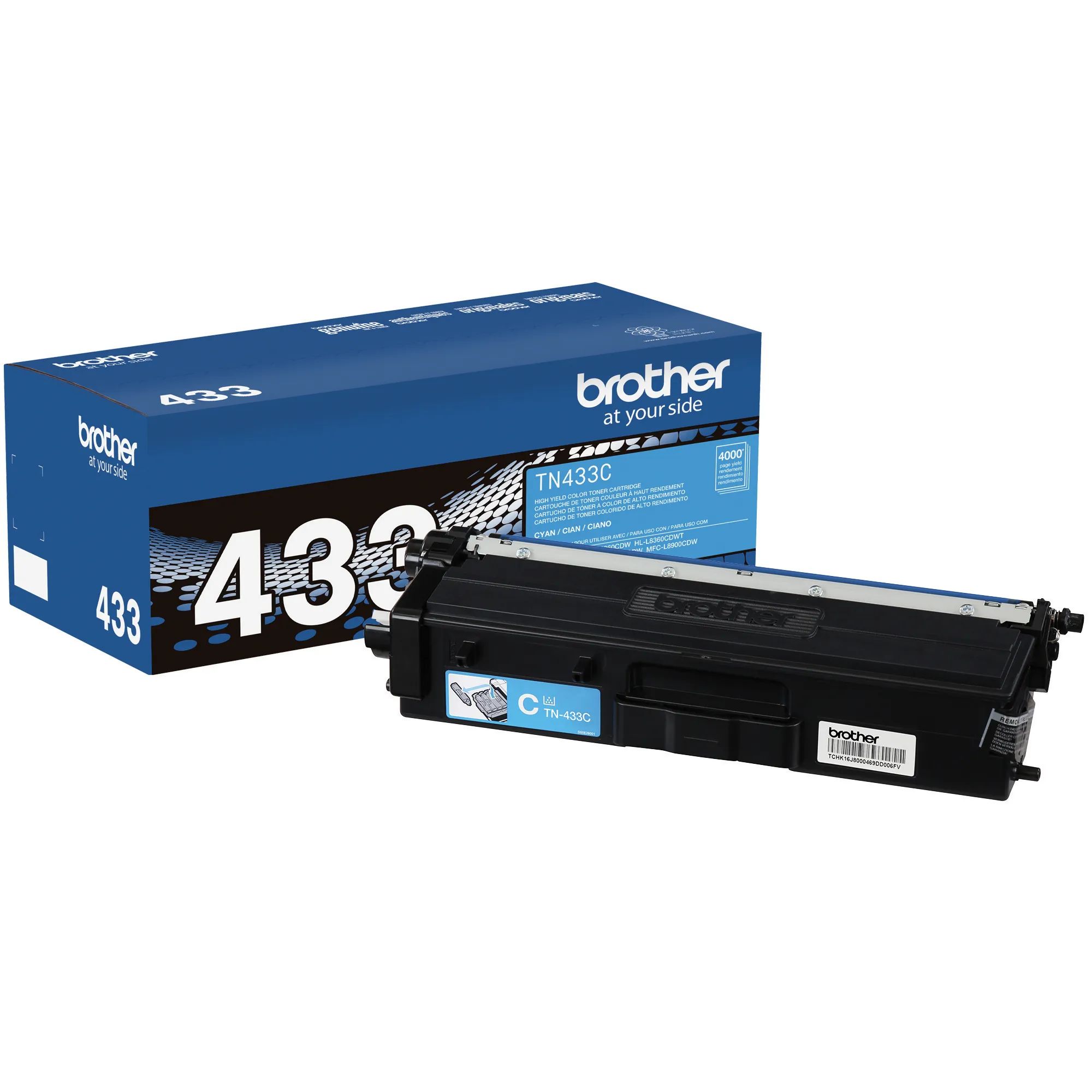 Brother TN433C High Yield Laser Toner Cartridge - Cyan - 1 Each - 4000 Pages