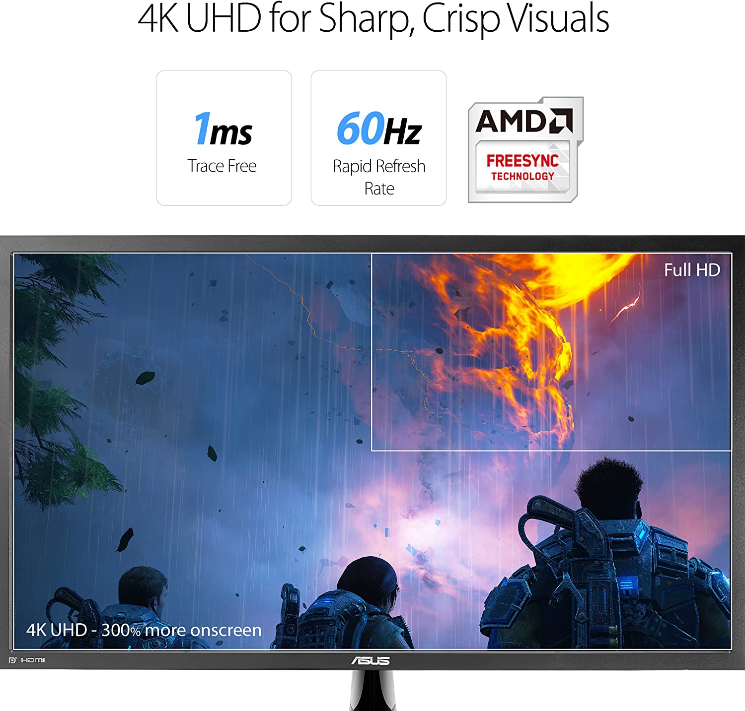 Asus Monitor VP28UQG/CA 28 4K UHD 3840x2160 1ms DisplayPort/HDMI Sync/FreeSync Eye Care Retail