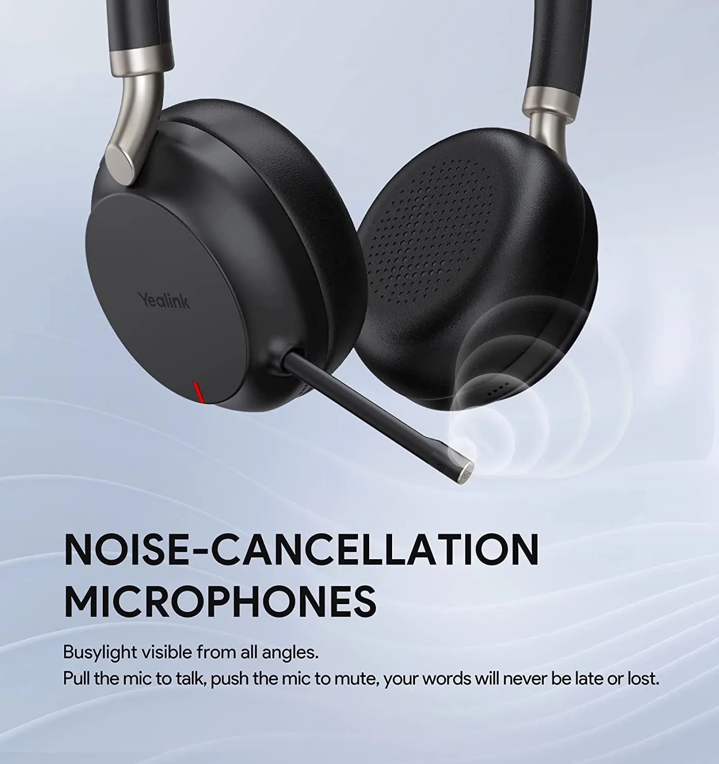 Yealink BH72 Wireless Headset with Charge Stand, Microsoft Teams Certified, Bluetooth Headset with Microphone, Stereo, Retractable Hidden Microphone Arm for Telephone Computer