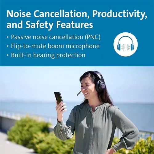 H3000 Bluetooth Over-Ear Headset - Wireless - Bluetooth - 98.4 ft - Over-the-ear - Noise Canceling - Black