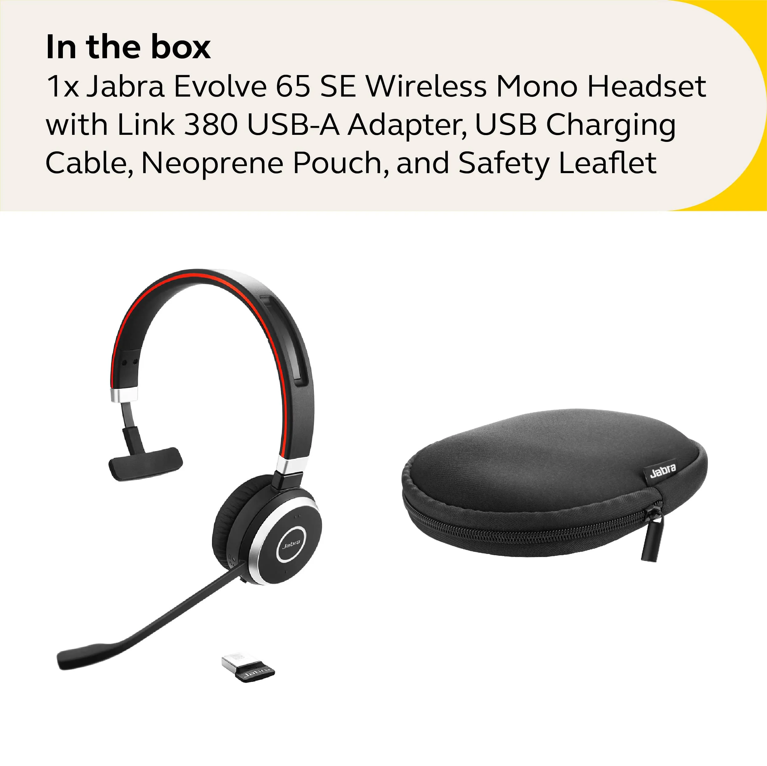 Jabra Evolve 65 SE Wireless Headset - Mono - Link380a MS