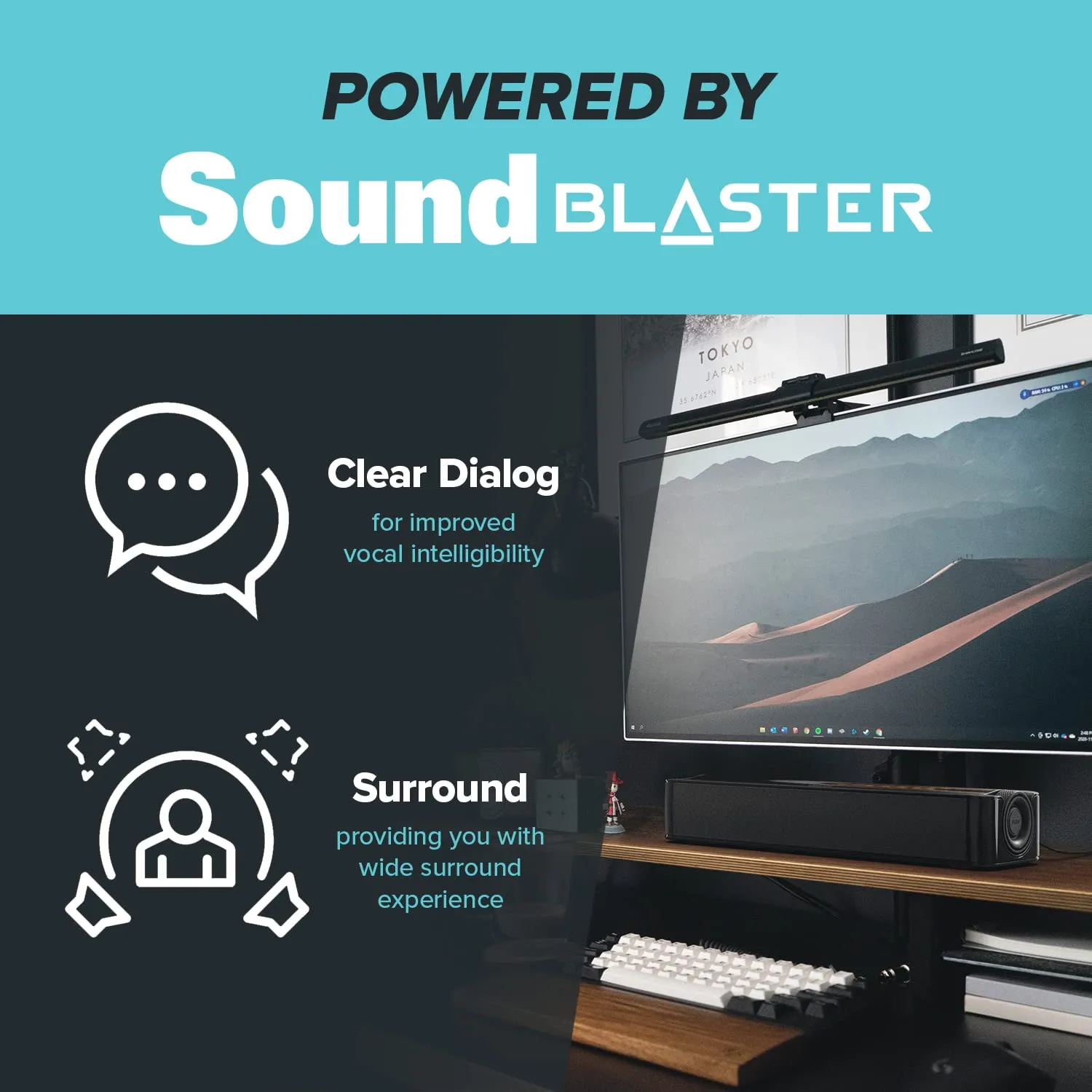 Creative Speaker 51MF8410AA000 STAGE SE Under-monitor Soundbar with Bluetooth
