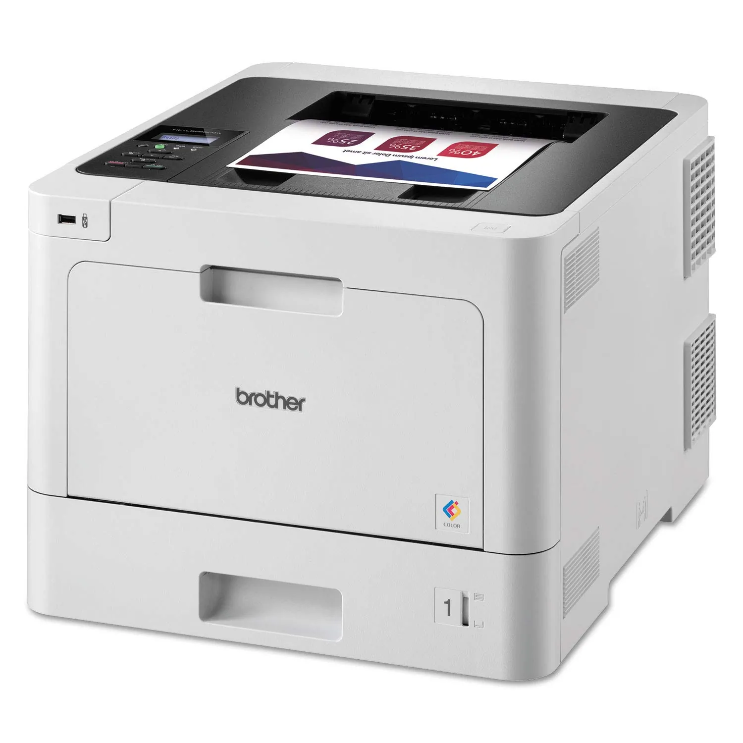 Brother HL-L8260CDW Desktop Laser Printer - Color - 33 ppm Mono / 33 ppm Color - 2400 x 600 dpi class - Automatic Duplex Print - 300 Sheets Input - Ethernet - Wireless LAN - 40000 Pages Duty Cycle - Plain Paper Print - USB