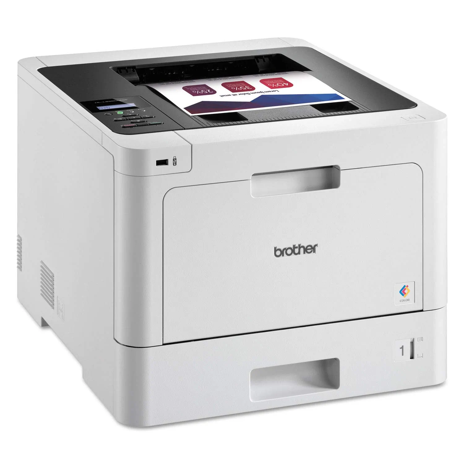 Brother HL-L8260CDW Desktop Laser Printer - Color - 33 ppm Mono / 33 ppm Color - 2400 x 600 dpi class - Automatic Duplex Print - 300 Sheets Input - Ethernet - Wireless LAN - 40000 Pages Duty Cycle - Plain Paper Print - USB