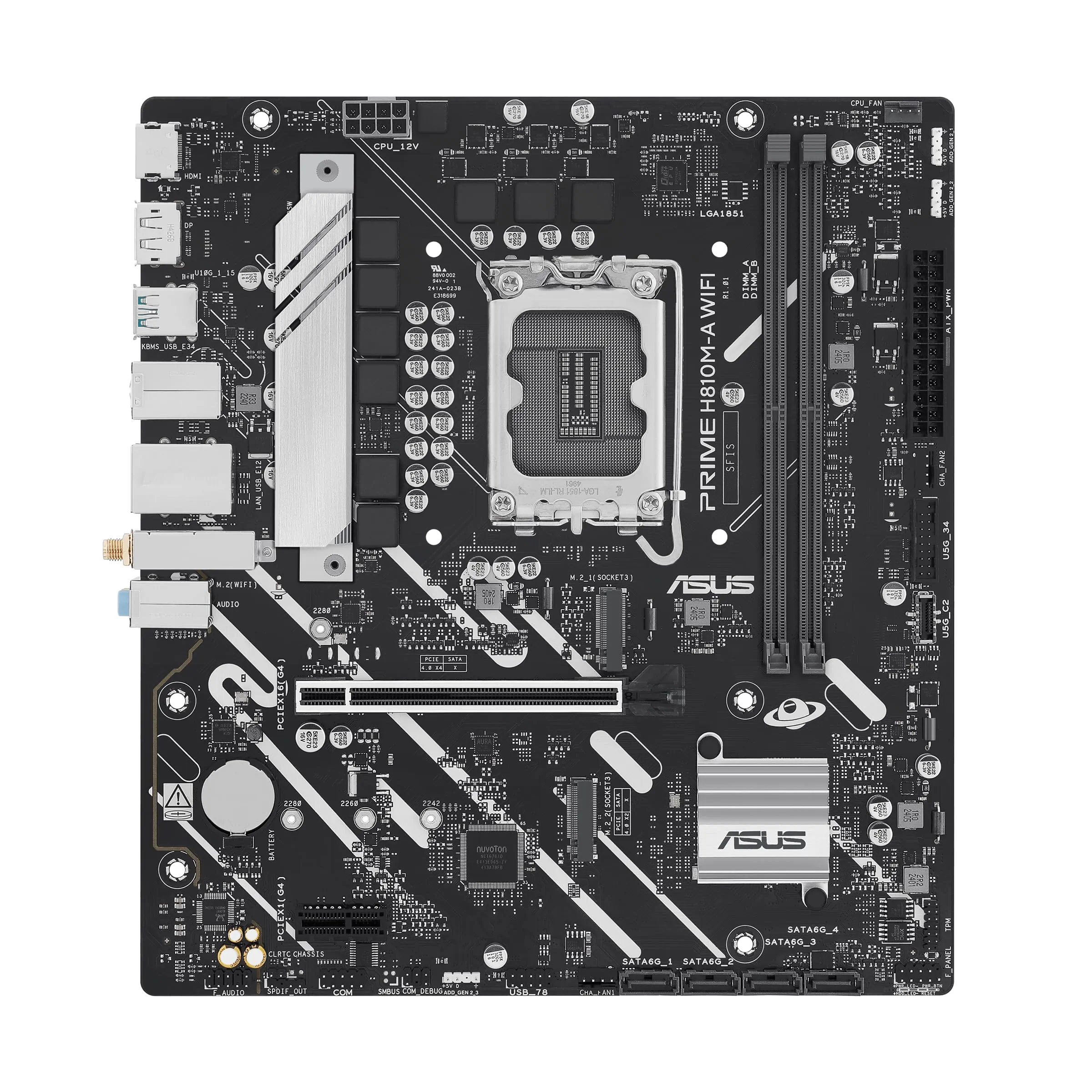 Asus Prime H810M-A WIFI-CSM Desktop Motherboard - Intel H810 Chipset - Socket LGA-1851 - Micro ATX