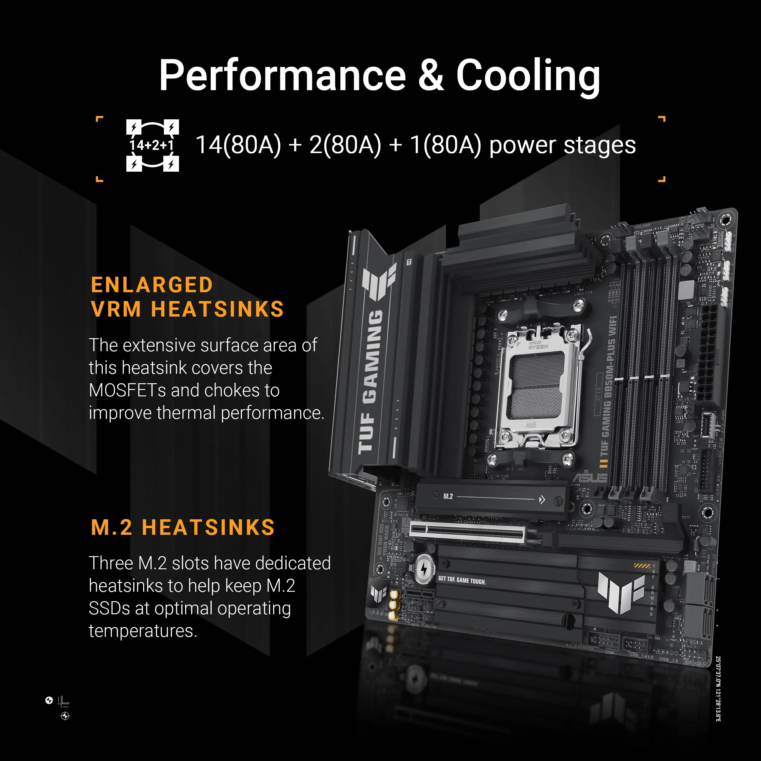 TUF B850M-PLUS WIFI Gaming Desktop Motherboard - AMD B850 Chipset - Socket AM5 - Micro ATX