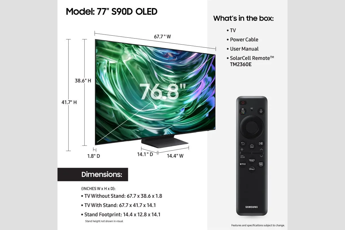 77-Inch OLED Series 9 4K UHD TV with 120Hz Refresh Rate