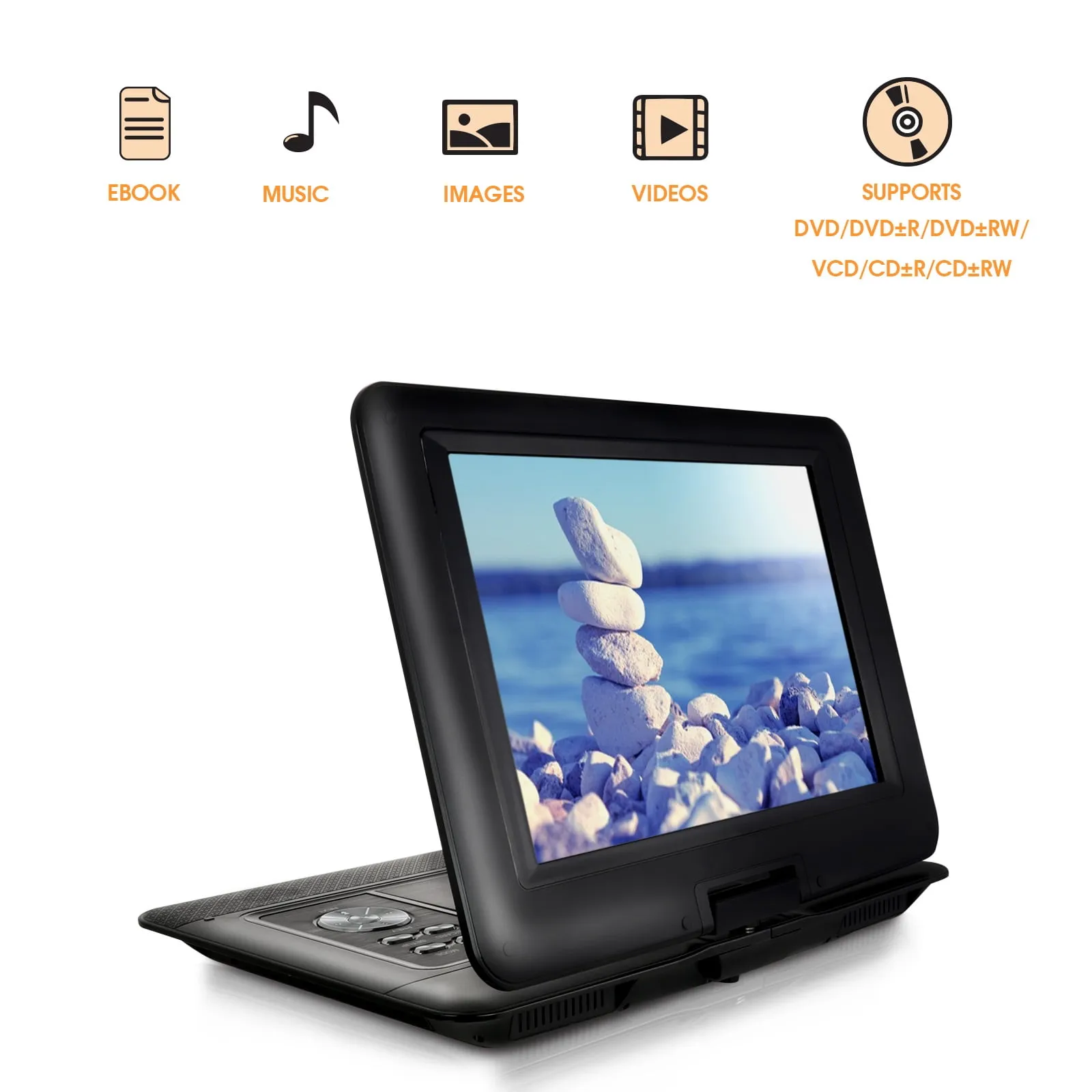 Trexonic 14.1 Inch Portable DVD Player with Swivel TFT-LCD Screen and USB,SD,AV Inputs