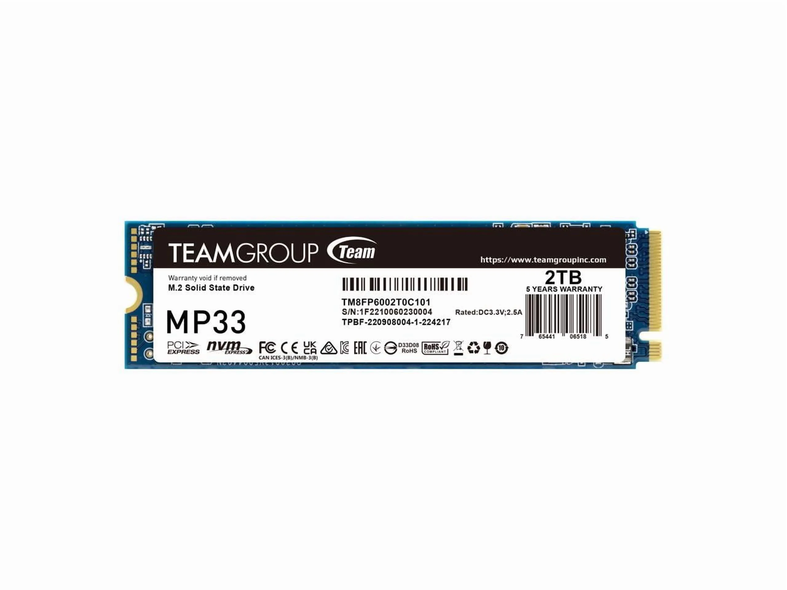 TEAMGROUP MP33 M.2 2280 2TB PCIE 3.0 X4 WITH NVME 1.3 3D NAND INTERNAL SOLID ST
