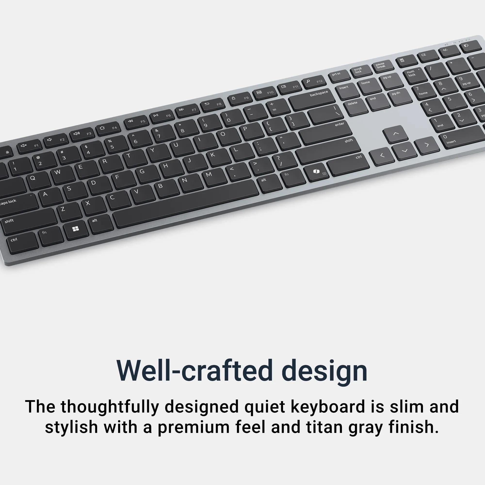 ell Premier Multi-Device Wireless Keyboard and Mouse (Gray), Keyboard 2 AAA Type, Mouse 1 AA Type, 2.4 GHz, Bluetooth 5.0, USB wireless receiver, Optical Movement Detection Technology, 3-year warranty